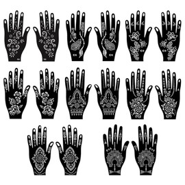 22 Sheets Henna Tattoo Stencil Kit, Henna Stencils Temporary Tattoo Stencils Indian Arabic Hands Tattoo Temple Sticker for Women
