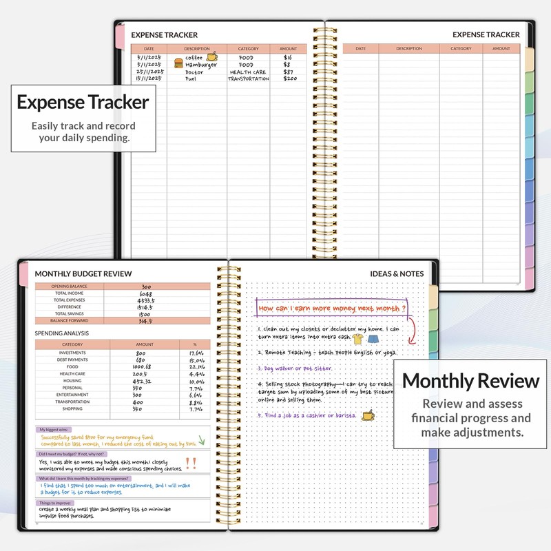 SUNEE Budget Planner - Monthly Budget Book with Expense Tracker