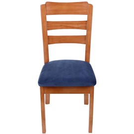 smiry Stretch Chair Seat Covers for Dining Room, Velvet Dining Chair Seat Protectors Chair Slipcovers, Set of 1, Navy Blue