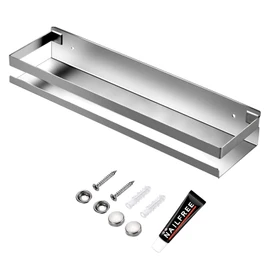 CONRUSER Wall Mounted Spice Rack, Stainless Steel Kitchen Organizer Shelves Hanging Storage Shelf Brushed Steel Seasoning Rack (50CM)