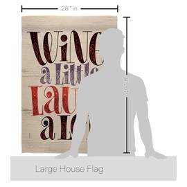 Breeze Decor Wine Laugh House Flag Dowel Set Beverages Drink Fruits Cheese Sangria White Red Rose Dessert Sparkling Decoration Banner Small Garden Yard Gift Double-Sided, Made in USA