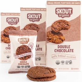Skout Organic Double Chocolate Soft Baked Cookie (3 Pack) | Soft Baked Cookies | Plant-Based | Vegan | Gluten, Dairy, & Soy Free