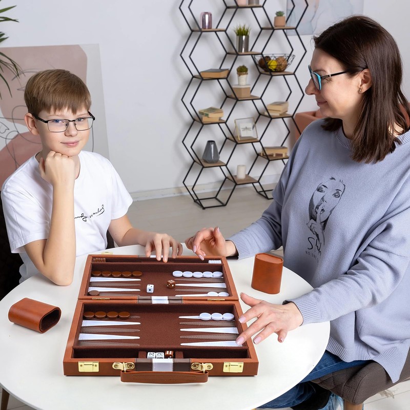 RERIVER Backgammon Set 2 Players Classic Backgammon Sets for Adults