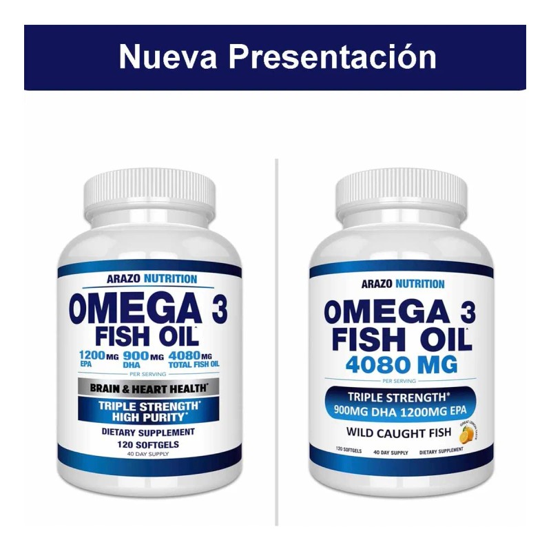 Arazo Omega 3 Aceite De Pescado 120 Cápsulas Epa+dha Sabor