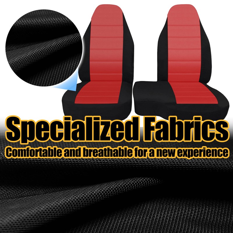 Fioqe 2PCS Front 60/40 Cloth High Back Bench Seat Cover