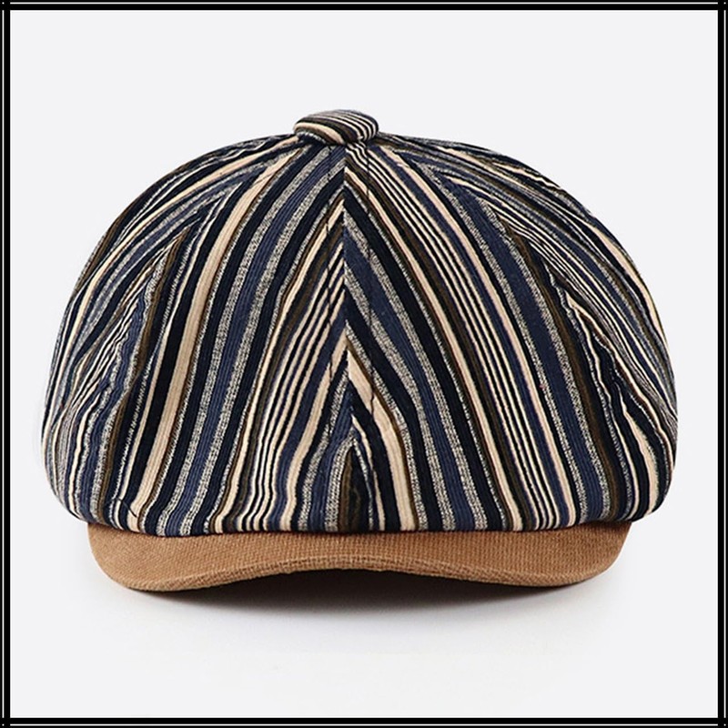 White Fang CA742 Striped Pattern Newsboy Hat, Cap, Hat, Running,