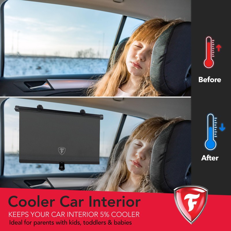 Firestone 2 Pack Retractable Automotive Sunshade Car Window Sunshades -