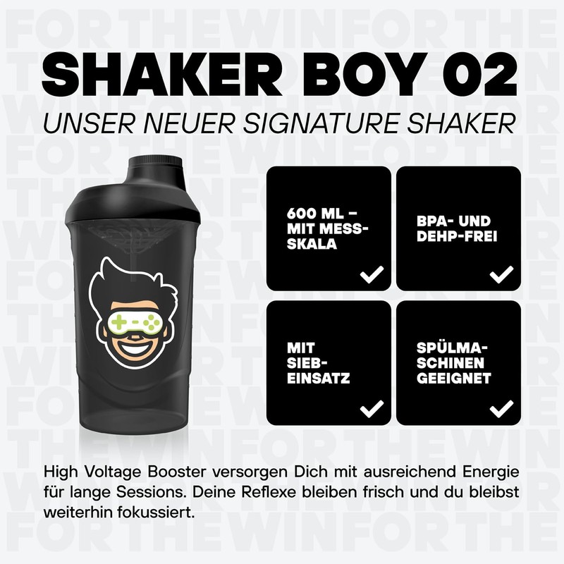 FTWIN Shaker for Gamers and E-Sporters, 600 ml with Measuring