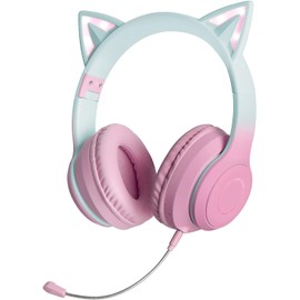  GHDVOP Cat Ear Headphones, Bluetooth 5.1, Nekomimi Headphones, Wireless Headphones, Wireless Headphones, LED Included, Sparkling, Rainbow Color Conversion, Microphone Included,