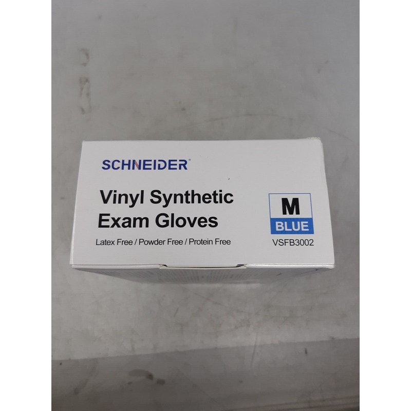 Schneider Vinyl Synthetic Exam Gloves - Medium - Blue -