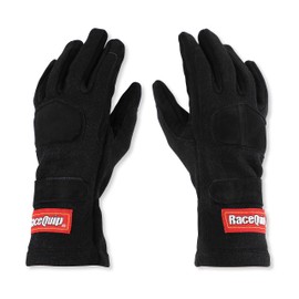 RaceQuip Race Gloves 355 Series 2 Layer Nomex SFI 3.3/5 Certified Black Medium 355003