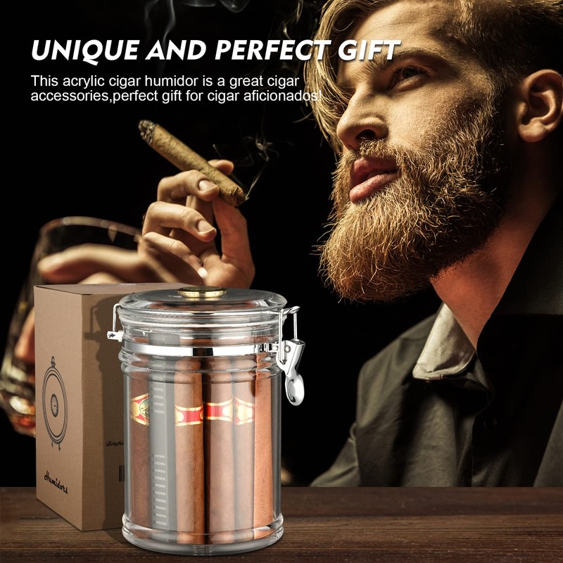 XIFEI Acrylic Humidor Jar with Humidifier and Hygrometer,humidor That can