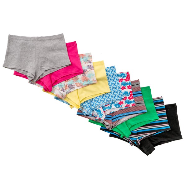 Alyce Intimates Womens Cotton Boyshort Panty, Pack of 10 Small
