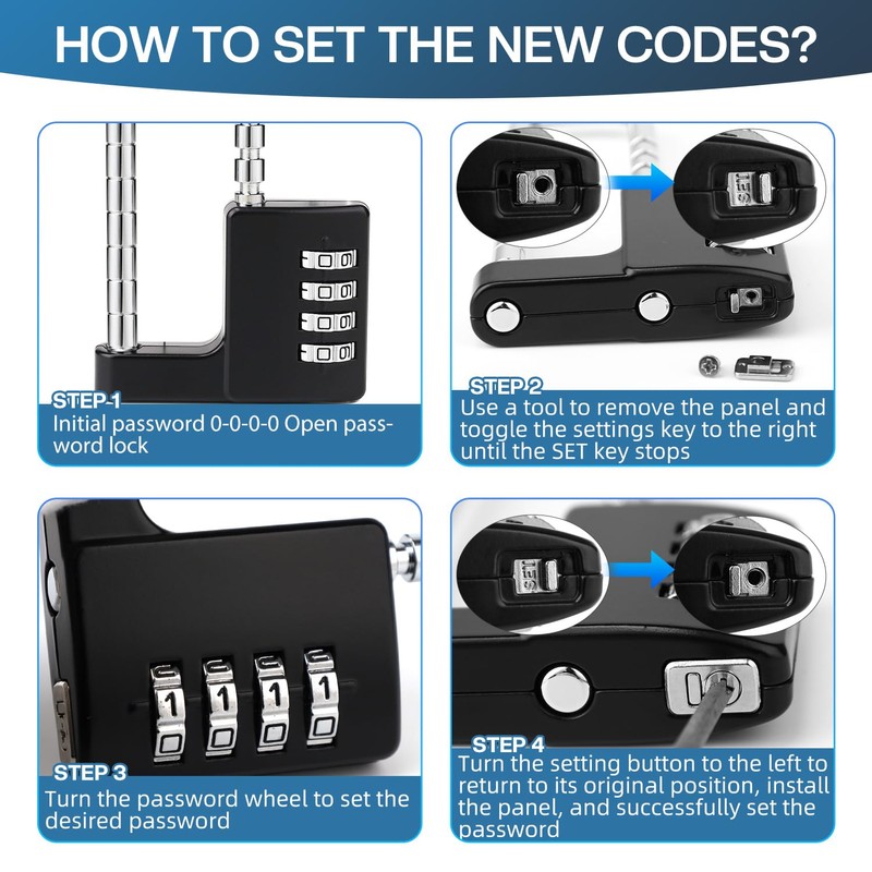 NBYT Cabinet Lock,Combination Padlock,Gym Locker Lock Code Long Adjustable Shackle