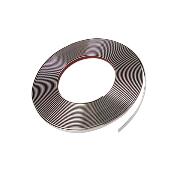 Partuto 12M x 10mm Chrome Silver Tone Trim Decoration Strip