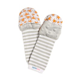 Handsocks Plushy Stay On Strap-Free No-Scratch & Warmth Mittens (Toddler Size. Bicep Should be 5.5"-9.0"), Felix(Grey/Foxes))