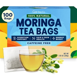 Gya Tea Co Moringa Herbal Tea Bags (100 Bags) - Caffeine Free with a Tangy Flavor for All Day Comfort, Calming, Relaxing & Nourishing - Fruit & Herbal Blends