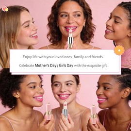 FirstFly - Juego de 6 lápices labiales con flores de cristal, larga duración, nutritivo bálsamo labial hidratante de labios, color negro