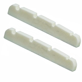 String Acoustic Guitar Bone Saddle 2Pcs 4 String Acoustic Guitar Bone Bridge Saddle Flat Bottom Pre-Slotted Bone Nuts Replacement Parts Accessories Precision Bass Jazz Bass Set Flat Bottom Pre-Slotted