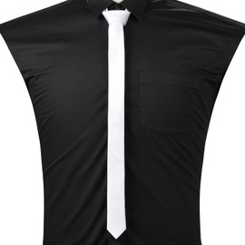 DecTwig Men's Skinny Ties Solid Color Formal Neckties 1.58" (4CM) Slim Striped Thin White Ties For Men