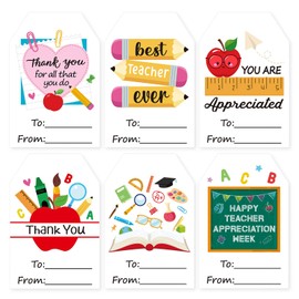 COCHIE Teacher Appreciation Stickers, 36Pcs Thank You Teacher Labels Stickers, Self-Adhesive Teachers Day Name Tags for Envelope Seals Gifts Cards Wrap Presents Boxes Decorations (Classic)
