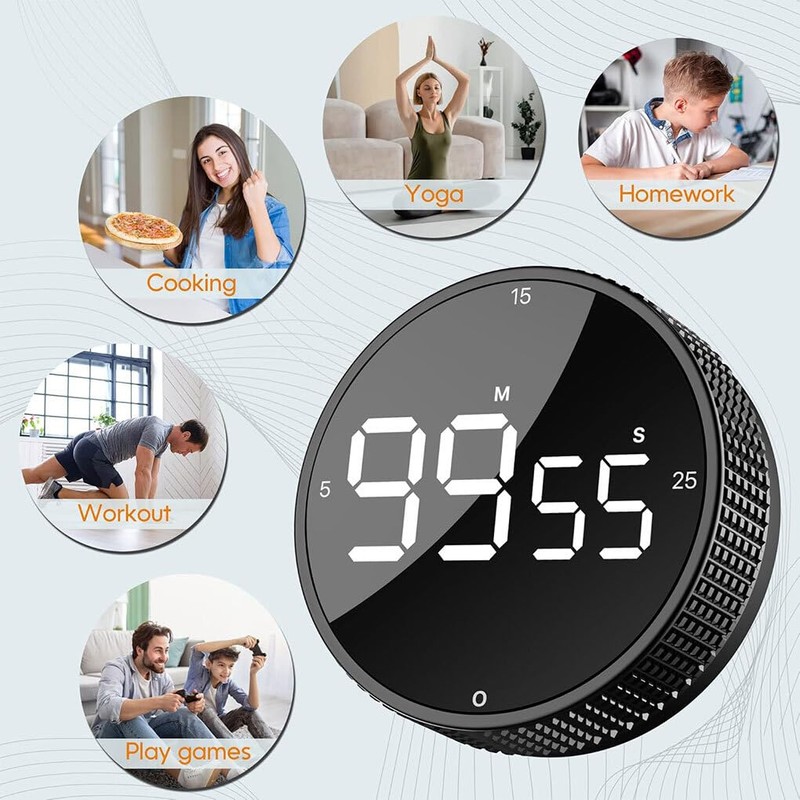 AIXXCUVQ Productivity Timer Clear LED Display Adjustable Alarm Sound is