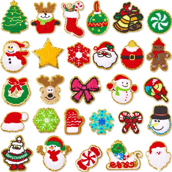 28 Pcs Christmas Iron on Patches Embroidered Sew Applique Repair