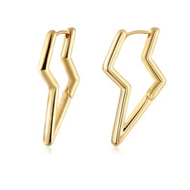Gold Lightning Bolt Dangle Earrings for Women, Huggie Y2k Earrings Star Hoop Style Punk Jewelry