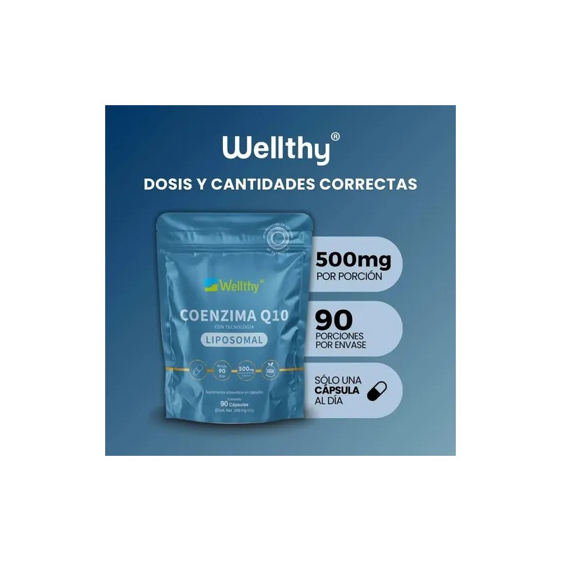Coenzima Q10 Liposomal 90 Caps Wellthy Sin Sabor