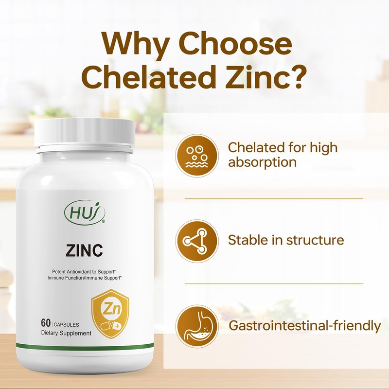 HUJ HUJ Zinc, 60 Capsules, Potent Antioxidant for Immune Support