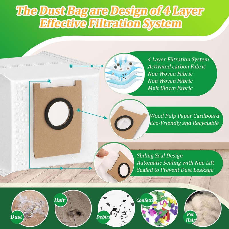 12Pcs for Eufy E20 Dust Bags Replacement Compatible with Eufy