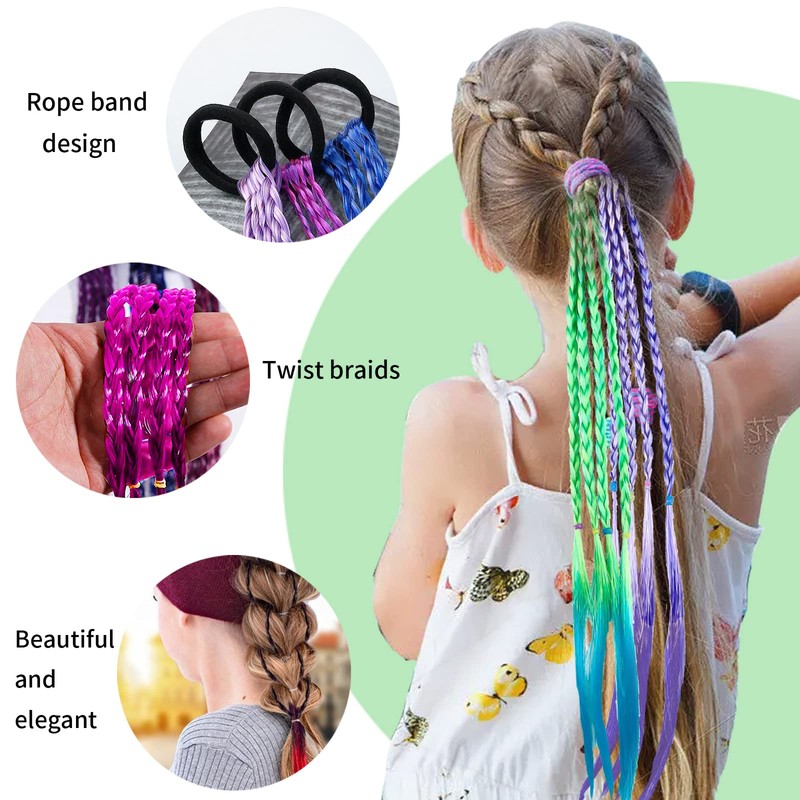 Coloured Hair Extensions, Colourful Hair Strands, Children, 40 cm, Children's