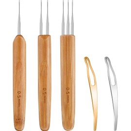 5 Pieces Dreadlocks Crochet Hook Tool Crochet Needles Includes 3 Pieces Dreadlocks Crochet 1 Hook 2 Hooks 3 Hooks for Hair Dreads Braid Craft Weaving 2 Pieces Hair Locking Tool (0.5mm)