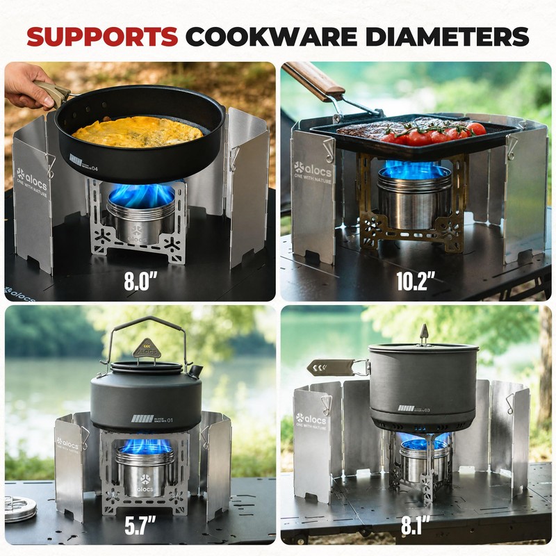 ALOCS 2250W Alcohol Stove Set with Foldable Windscreen & Stand