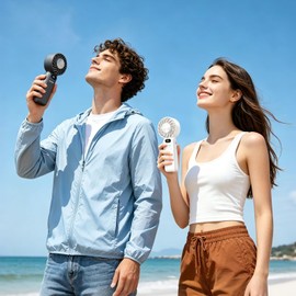 Portable Handheld Fan With Ice Cooling, 3-IN-1 Turbo Fan 5-Speed High-Velocity Personal Fan Rechargeable Cooling Fan Digital Display for Outdoor Travel, Working(Black)