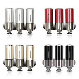 Hotel 3-Compartment Dispenser for Shampoo, Handwash & Liquid Soap - Bathroom Container 3-Compartment Dispenser (Wine)