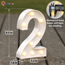 HXWEIYE Light Up Numbers-2, LED Marquee Number Lights Sign 26 Alphabet and 10 Number Big Lights Led Letters for Party Birthday Bar Battery Powered Christmas Decor Letter Lights (Warm White)