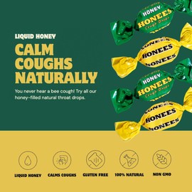 Honees Honees Honey Filled Drops, Variety Pack (Honey and Honey Lemon)-Natural Sore Throat Relief - Throat Lozenges, Nothing Artificial - Non-GMO, Gluten Free (2 Pack-40 Drops)