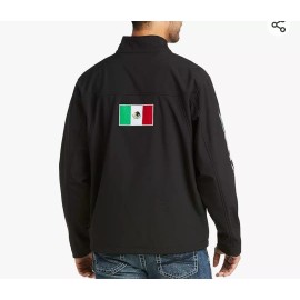 Ariat® Men's New Team Logo Black Mexico Flag Softshell Jacket - XS