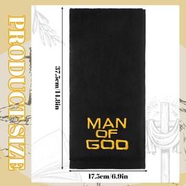 Buryeah 2 Pcs Pastor Towels for Men Pastor Hand Towel Clergy Hand Towels Man of God Towel Embroidered Hand Towels for Pastor Father's Gift(Man of God,Black)