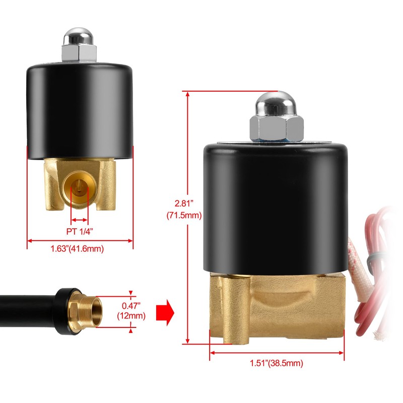 Heschen Brass Electric Solenoid Valve, 2W-025-08, PT1/4'', AC220V, Direct Action