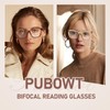 PUBOWT Bifocal Reading Glasses For Women Cat Eye Oversized Spring