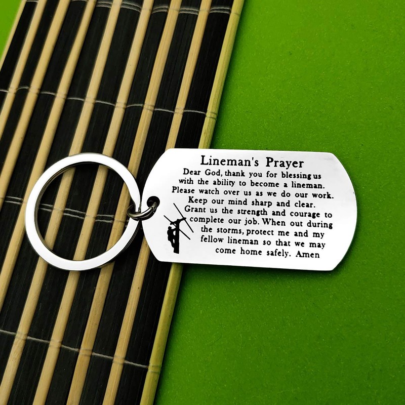 Father's Day Gift Lineman Gift Lineman Prayer keychain Gifts for