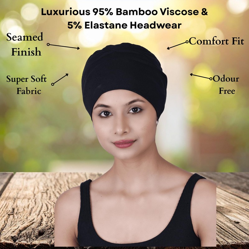 SAKUCHI Chemo Hats Solid Women's Bamboo Soft Headwear, FadedDenim, Unit