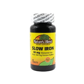 Nature's Blend Slow Iron 50mg Supplement 60 Tablets Healthy Iron Support