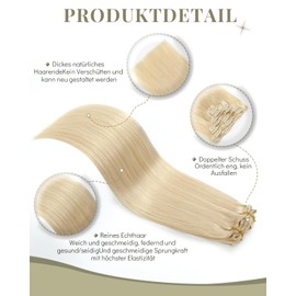 Missme Clip In Extensions Echthaar,7 Stück 35cm Haar Extension 14 Zoll 110g HaarverläNgerung Echthaar 16pcs Clips Platinblond Clip In Echthaar Remy ExtensionsExtensions