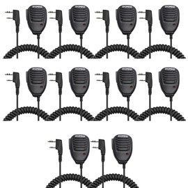 BAOFENG 10 Pack UV-5R Speaker Microphone Handheld Mic PTT for BF-F8HP Ham Radio 2Pin K Shoulder Remote Mic for GM-5RH GMRS Radio