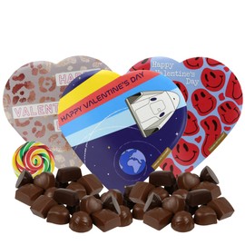 Valentine’s Day Candy Teenager Style Heart Shaped Boxes, Assortment of Chocolate Truffles, Valentine Gifts for Girls, Presents for Loved Ones, 3 Pack, 2 Ounces, Styles May Vary