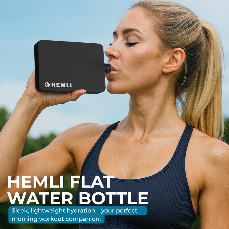 Hemli Flat Water Bottle with Carrying Case – Thin Square