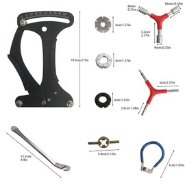 SUGOOE Bicycle Spoke Tension Meter Wrench Repair Tool Set, 9pcs Portable Bike Spoke Adjustment Tool Kit for Bike Repair